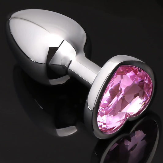 VSC Silver Pink Heart Anal Plug - Large