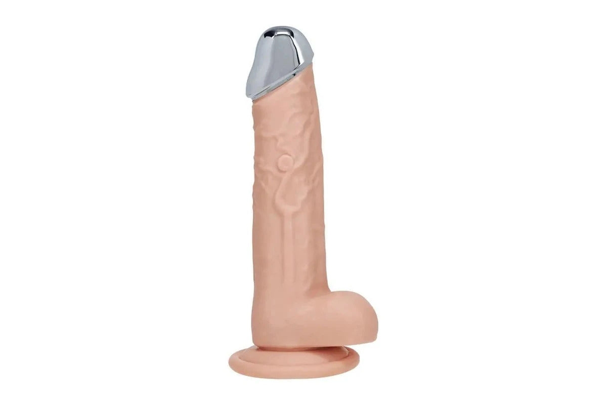 REALROCK Metal Head 8'' Rechargeable Vibrating Dildo - Wireless Remote