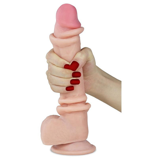 Lovetoy Sliding Skin Dual Layer Dong 9 Inch Flesh