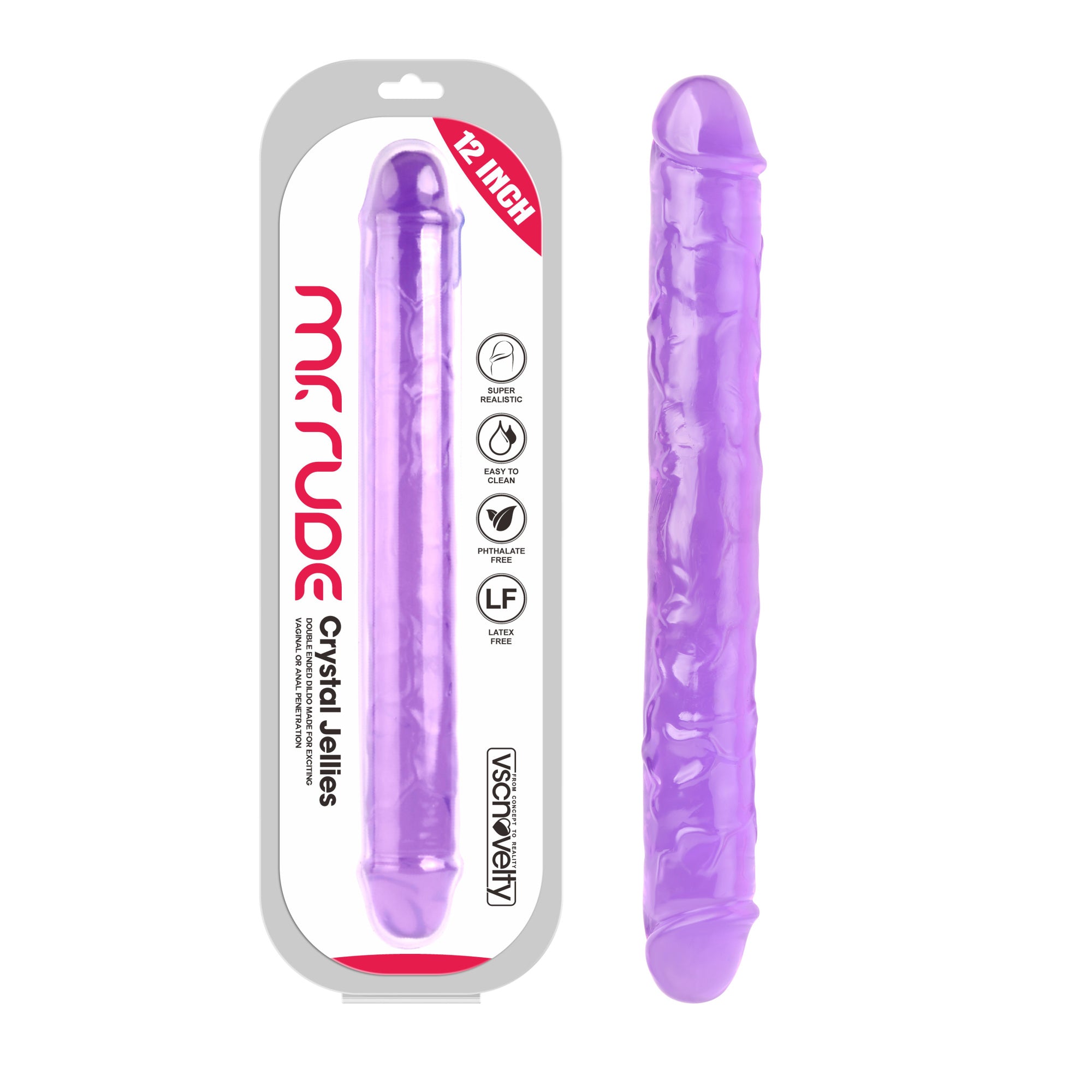 Mr Rude 12-Inch Double-Ended Dildo - Purple