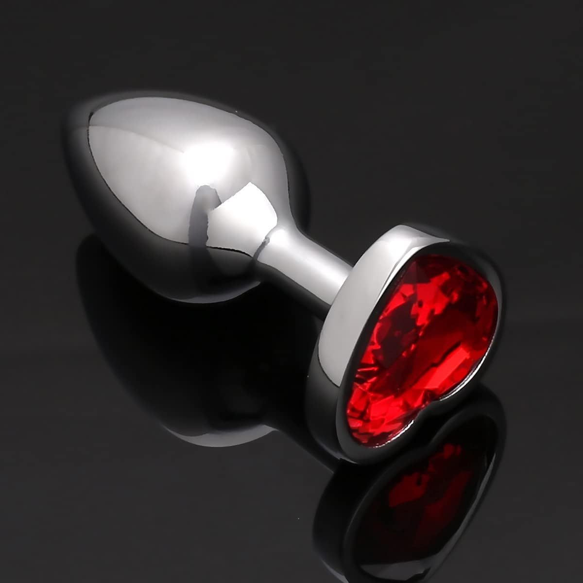VSC Silver Red Heart Anal Plug - Large
