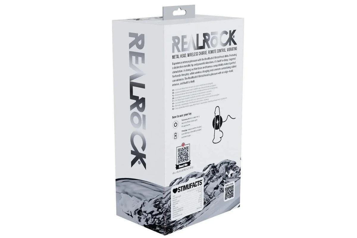REALROCK Metal Head 8'' Rechargeable Vibrating Dildo - Wireless Remote