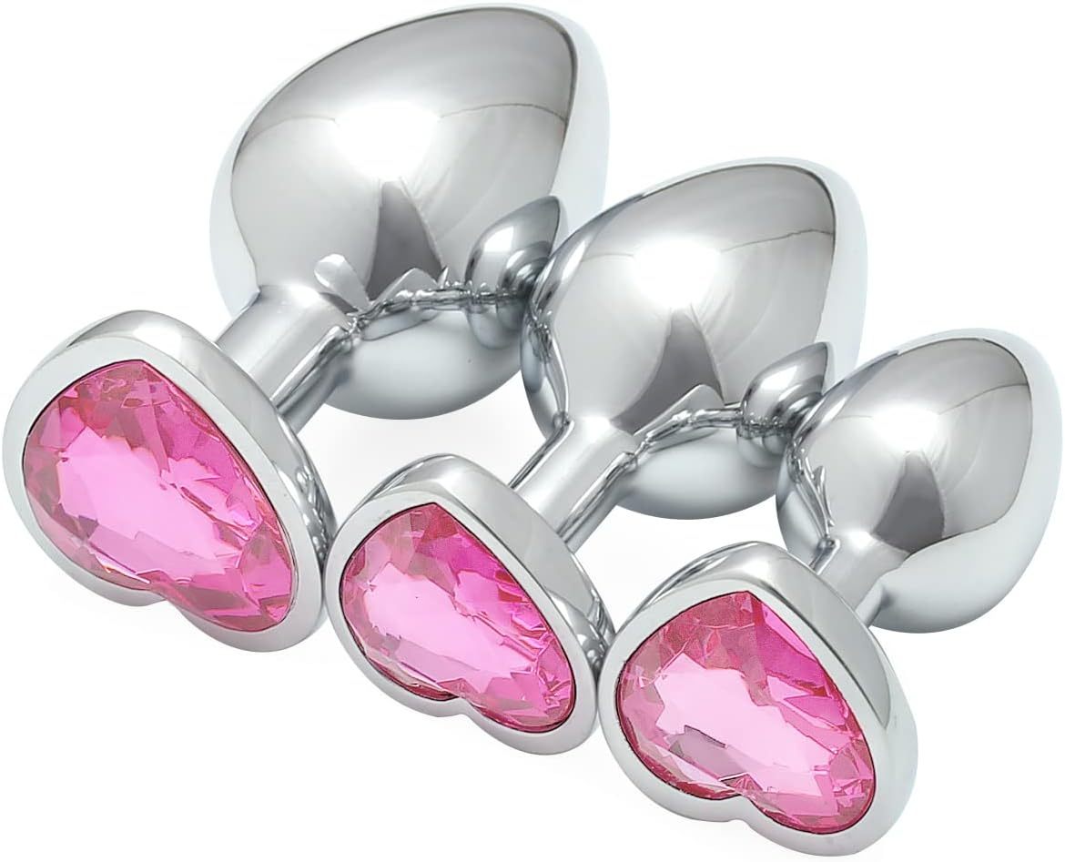 VSC Silver Pink Heart Anal Plug - Large
