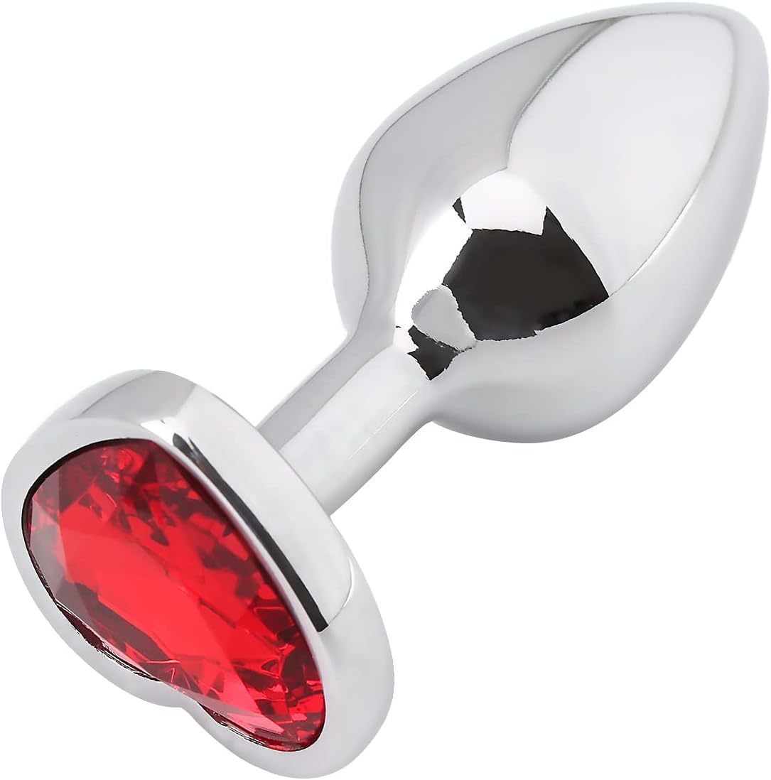 VSC Silver Red Heart Anal Plug - Large