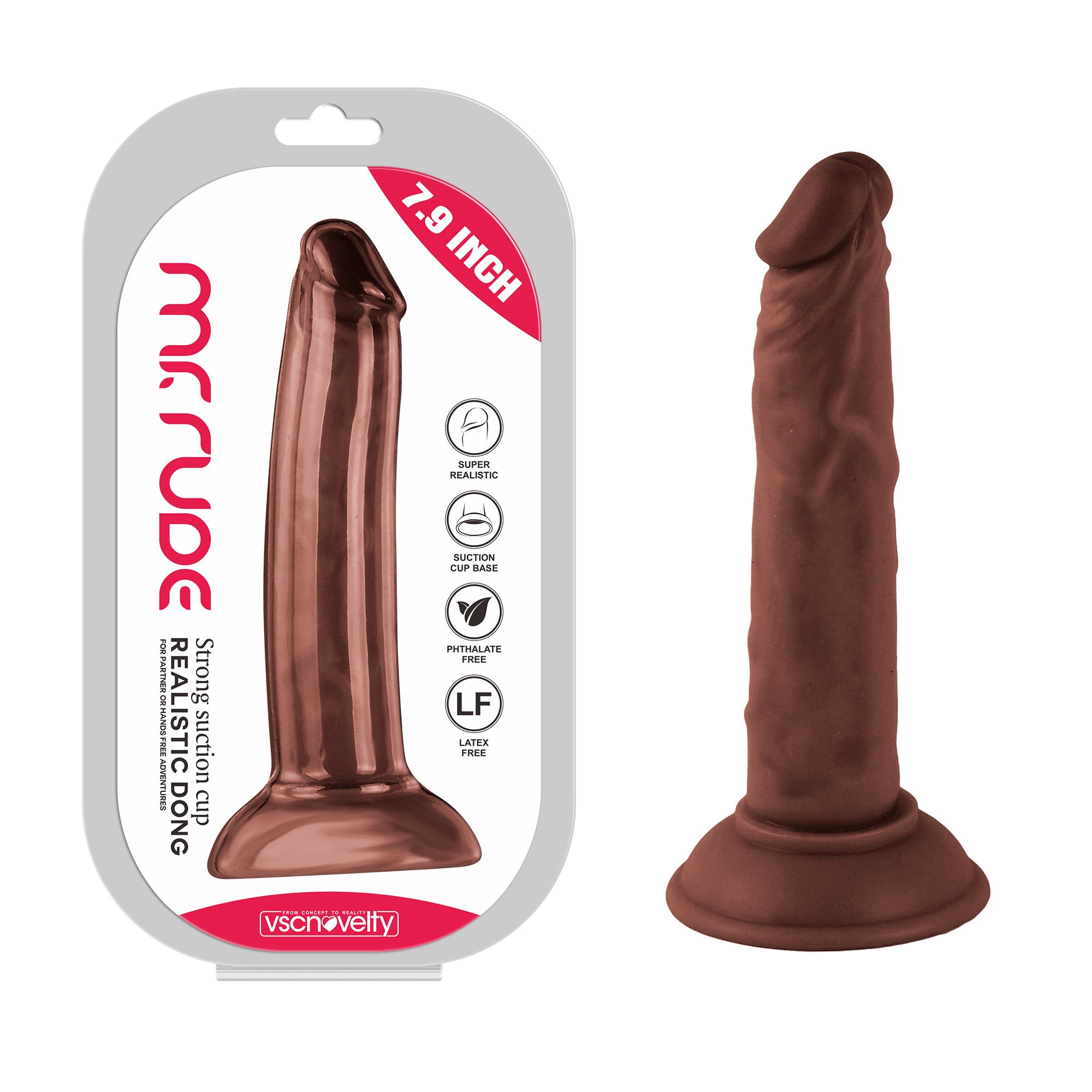 Mr Rude 7.9-Inch Realistic Dildo - Brown
