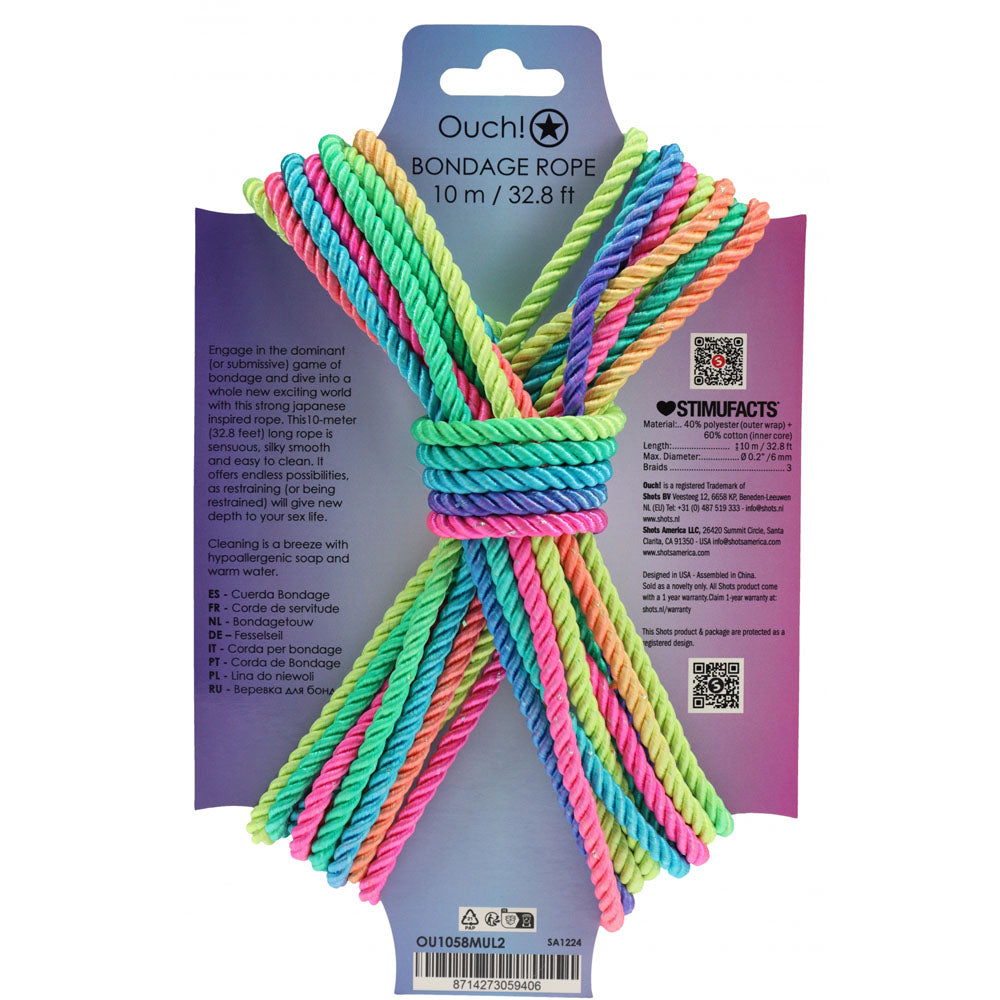 OUCH! Multicolour Bondage Rope 2 - 10m