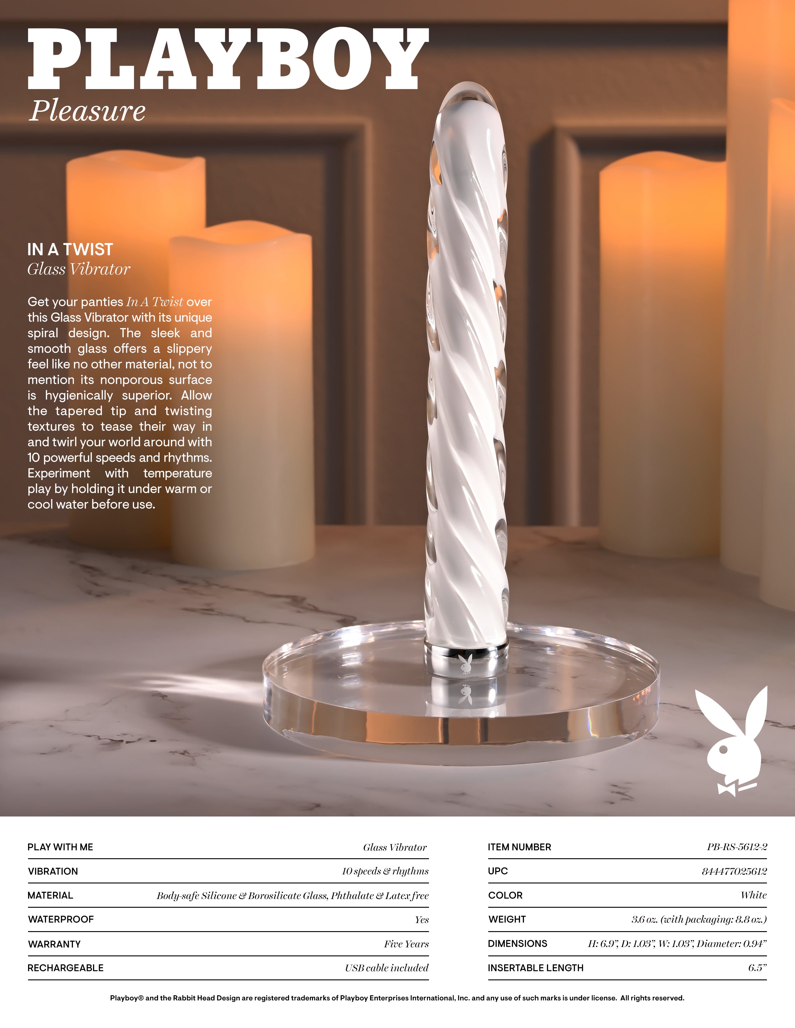 PLAYBOY In a Twist Glass Vibe