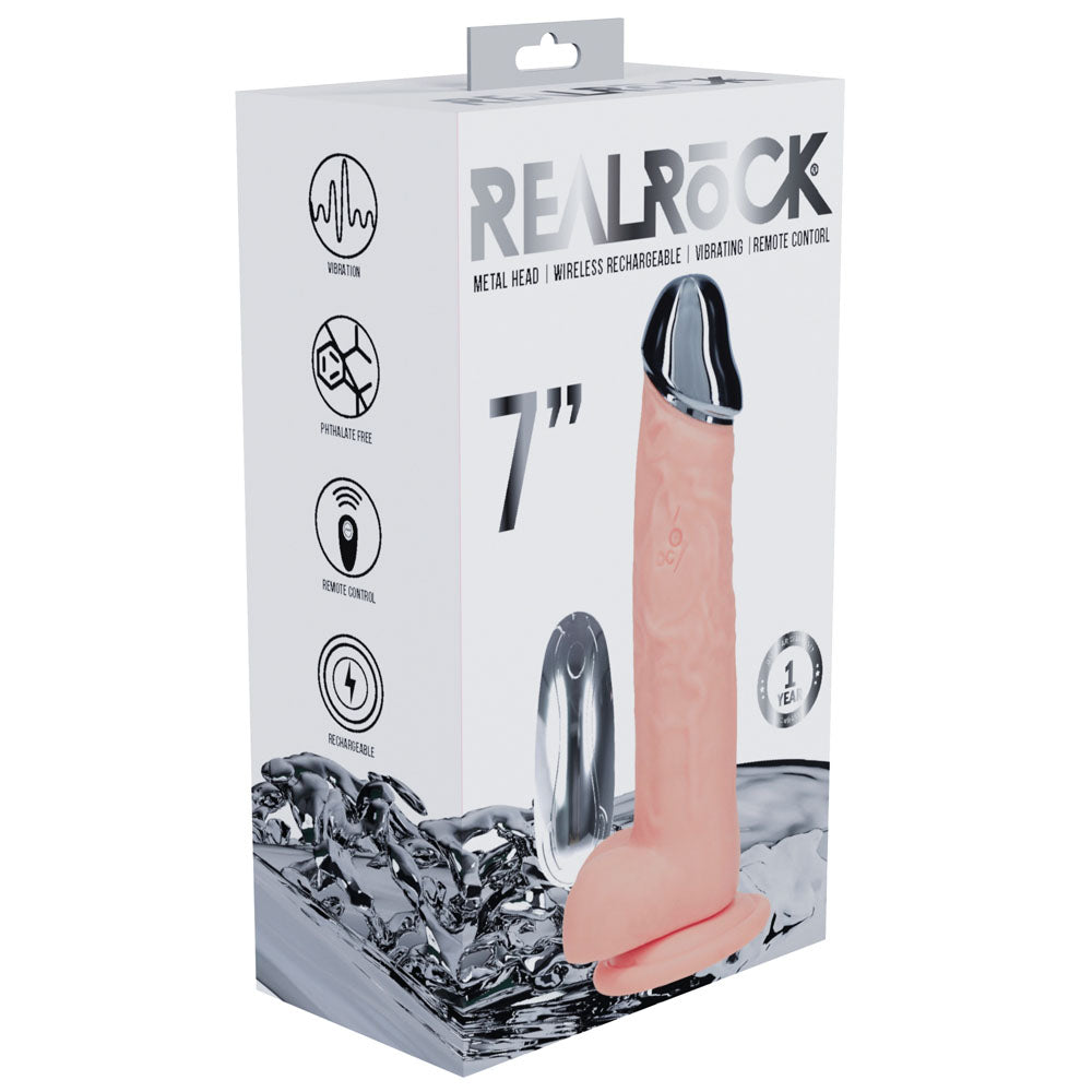 REALROCK Metal Head 7'' Rechargeable Dildo - Flesh