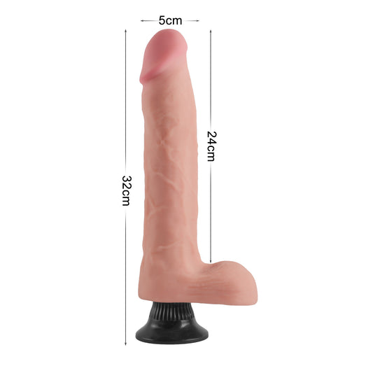 VSC 12.5-inch Extreme Soft dual-layer vibrating dildo dimensions: 32 cm total, 24 cm insertable and 5 cm diameter