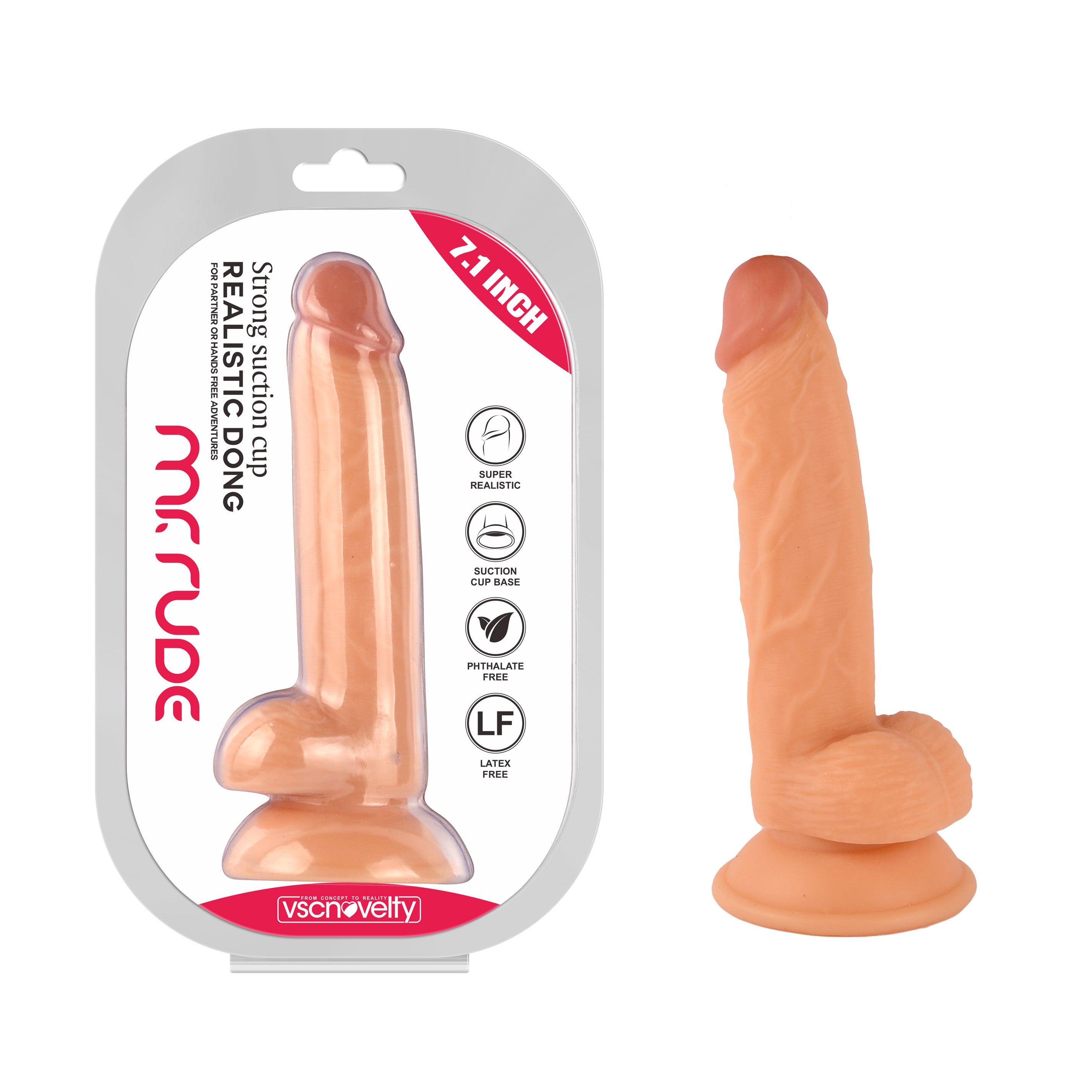 Mr Rude 7.1-Inch Realistic Dildo - Flesh