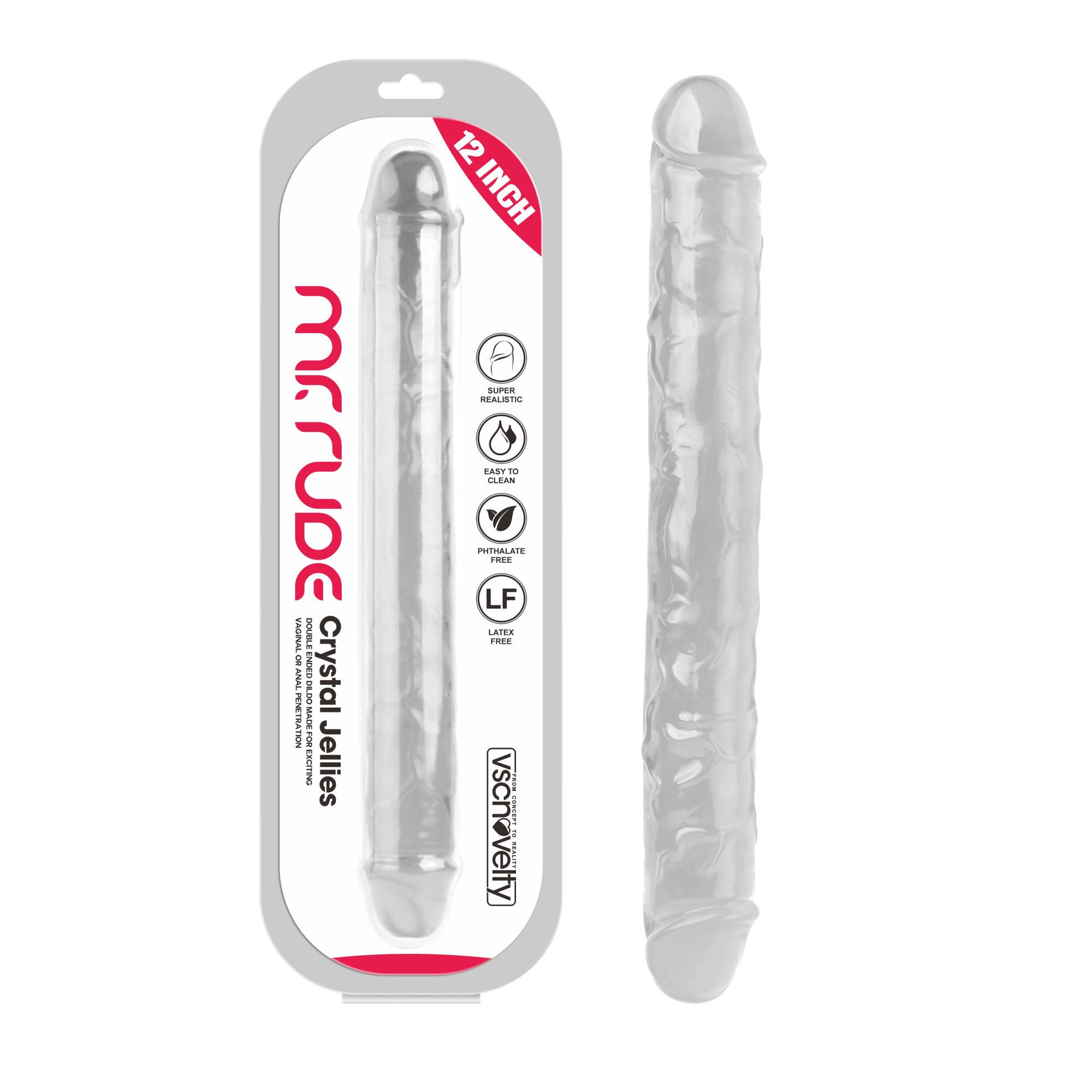 Mr Rude 12-Inch Double-Ended Dildo - Clear