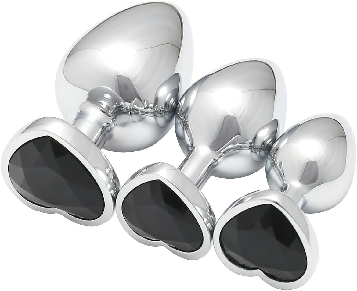 VSC Silver Black Heart Anal Plug - Large