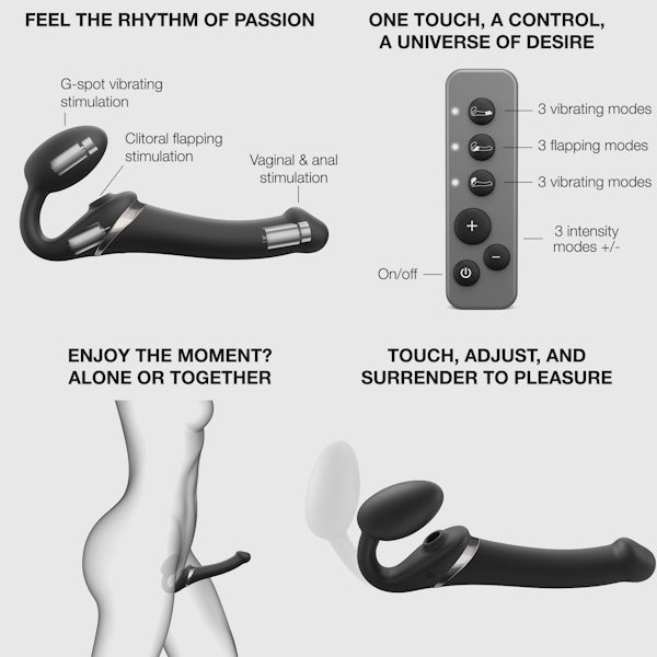 StrapOnMe - Strapless Multi Orgasm Bendable Strap-On Black - Small