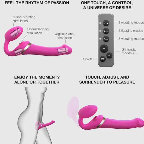 StrapOnMe Strapless Multi Orgasm Bendable Strap-On Fuchsia - S