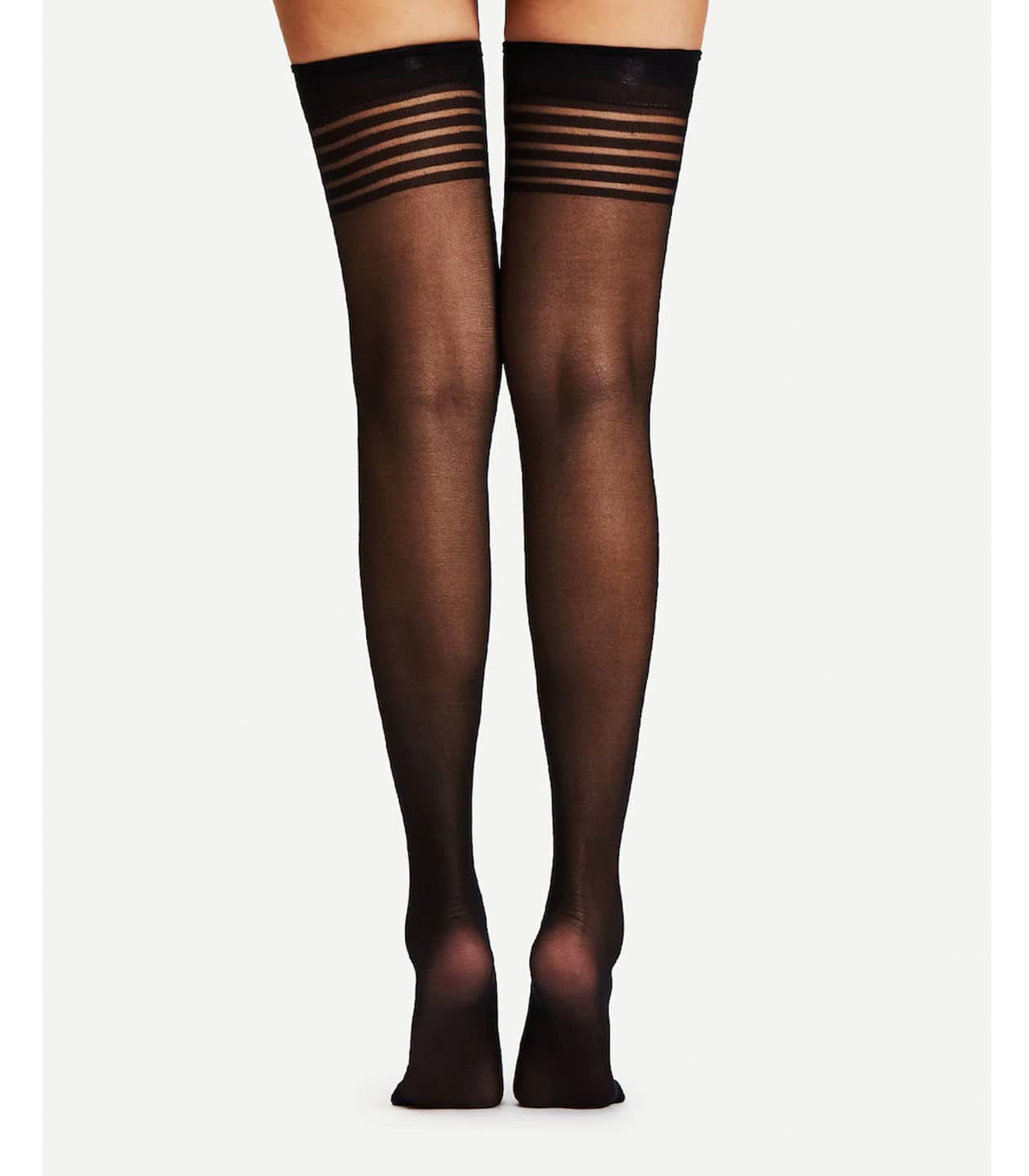 SHEER - Banded Top Thigh Highs - Black